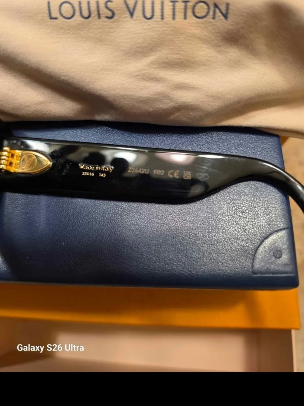 Louis Vuitton Black Sunglasses with Gold Hardware